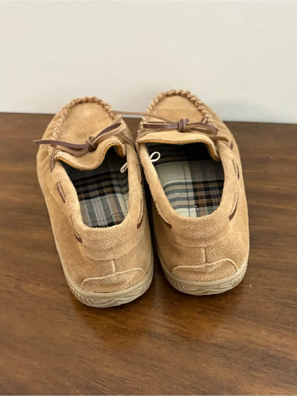George Mens Slippers Beige Brown 7 8 Plaid Interior Fall Cozy